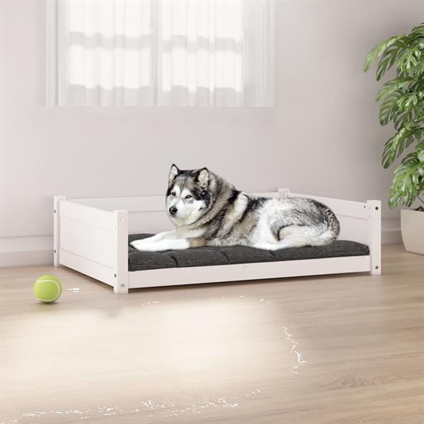 Grote foto vidaxl hondenmand 105 5x75 5x28 cm massief grenenhout wit dieren en toebehoren toebehoren