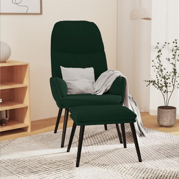 Grote foto vidaxl relaxstoel met voetenbank fluweel donkergroen huis en inrichting stoelen