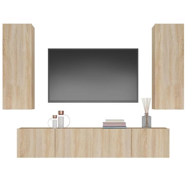 Grote foto vidaxl 4 delige tv meubelset bewerkt hout sonoma eikenkleuri huis en inrichting overige