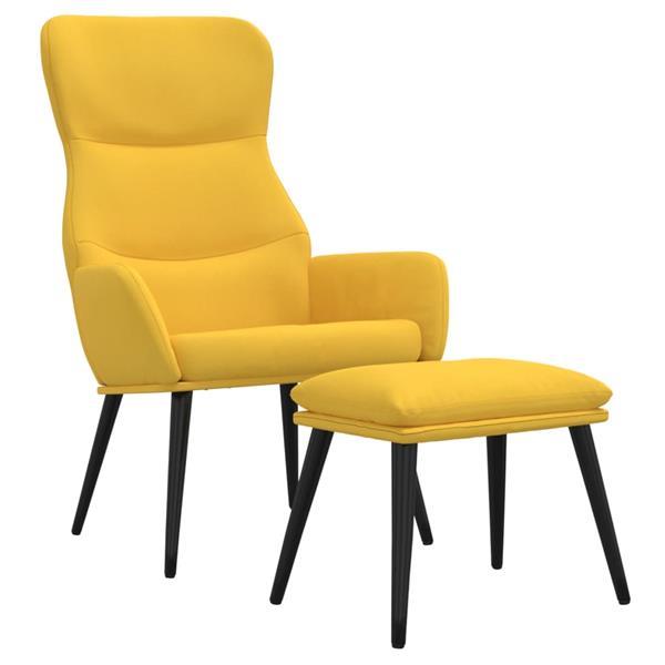 Grote foto vidaxl relaxstoel met voetenbank stof mosterdgeel huis en inrichting stoelen