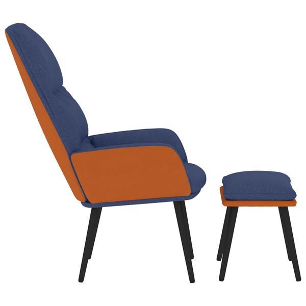 Grote foto vidaxl relaxstoel met voetenbank stof blauw huis en inrichting stoelen