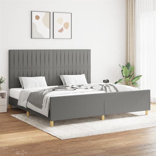 Grote foto vidaxl cadre de lit avec t te de lit gris fonc 200x200 cm t huis en inrichting bedden