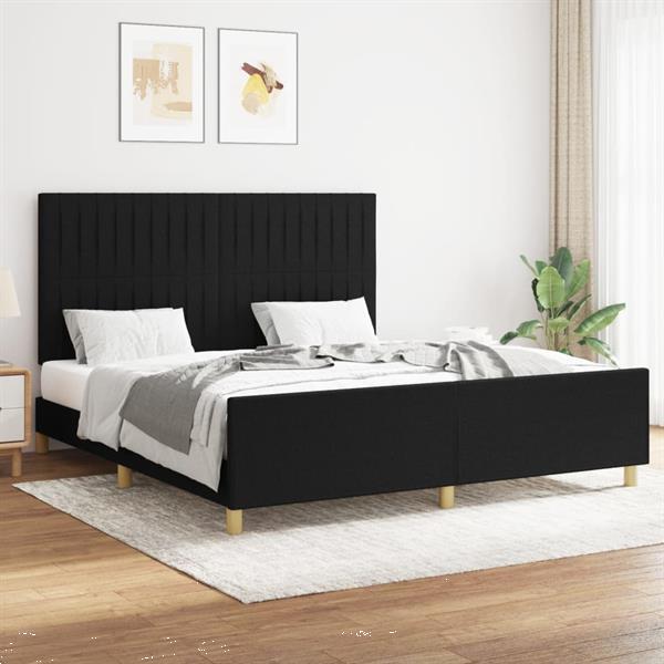 Grote foto vidaxl cadre de lit avec t te de lit noir 180 x 200 cm tissu huis en inrichting bedden
