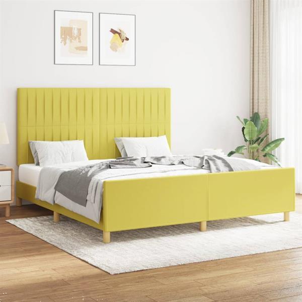 Grote foto vidaxl cadre de lit avec t te de lit vert 180 x 200 cm tissu huis en inrichting bedden