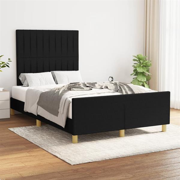 Grote foto vidaxl cadre de lit avec t te de lit noir 120x200 cm tissu huis en inrichting bedden