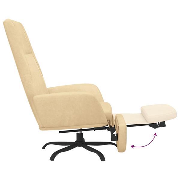 Grote foto vidaxl chaise de relaxation avec repose pied blanc cr me vel huis en inrichting stoelen