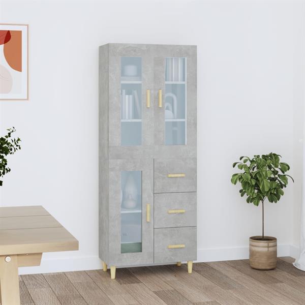 Grote foto vidaxl buffet haut gris b ton 69 5x34x180 cm bois d ing nier huis en inrichting overige