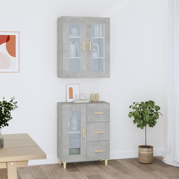 Grote foto vidaxl buffet haut gris b ton 69 5x34x180 cm bois d ing nier huis en inrichting overige