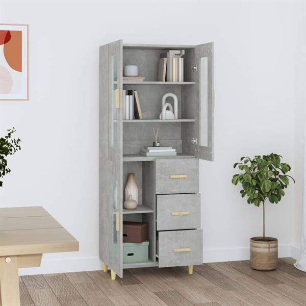 Grote foto vidaxl buffet haut gris b ton 69 5x34x180 cm bois d ing nier huis en inrichting overige