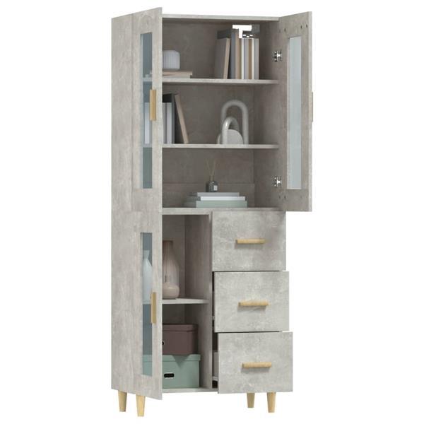 Grote foto vidaxl buffet haut gris b ton 69 5x34x180 cm bois d ing nier huis en inrichting overige