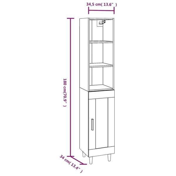 Grote foto vidaxl buffet haut ch ne marron 34 5x34x180 cm bois d ing ni huis en inrichting overige