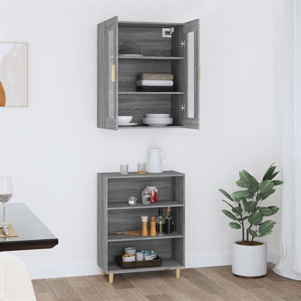 Grote foto vidaxl buffet haut sonoma gris 69 5x34x180 cm bois d ing nie huis en inrichting overige