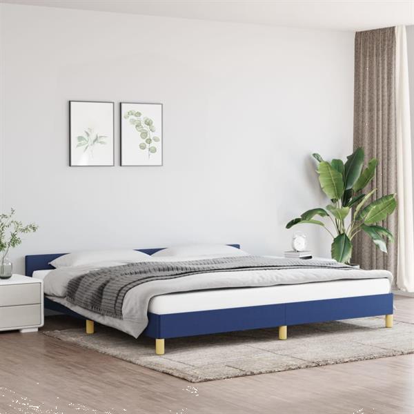 Grote foto vidaxl cadre de lit avec t te de lit bleu 200 x 200 cm tissu huis en inrichting bedden