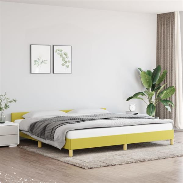 Grote foto vidaxl cadre de lit avec t te de lit vert 200x200 cm tissu huis en inrichting bedden