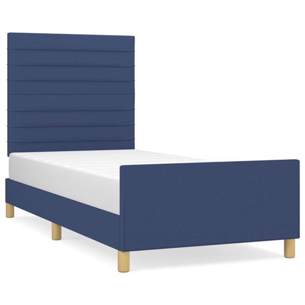Grote foto vidaxl cadre de lit avec t te de lit bleu 100 x 200 cm tissu huis en inrichting bedden