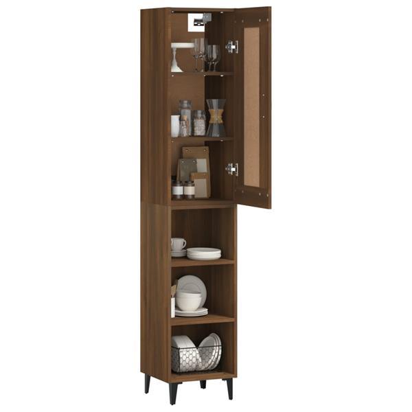 Grote foto vidaxl buffet haut ch ne marron 35x34x180 cm bois d ing nier huis en inrichting overige