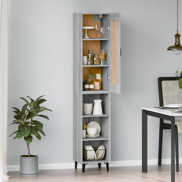 Grote foto vidaxl buffet haut sonoma gris 35x34x180 cm bois d ing nieri huis en inrichting overige