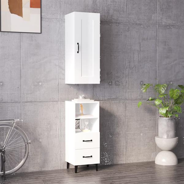 Grote foto vidaxl buffet haut blanc brillant 35x34x180 cm bois d ing ni huis en inrichting overige