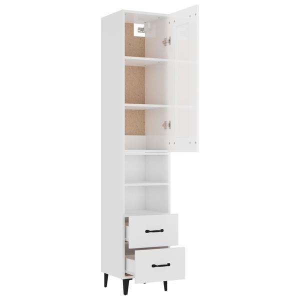 Grote foto vidaxl buffet haut blanc brillant 35x34x180 cm bois d ing ni huis en inrichting overige