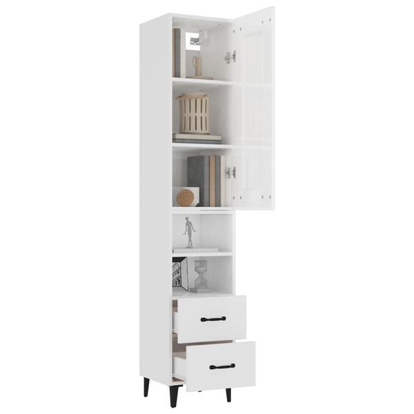 Grote foto vidaxl buffet haut blanc brillant 35x34x180 cm bois d ing ni huis en inrichting overige