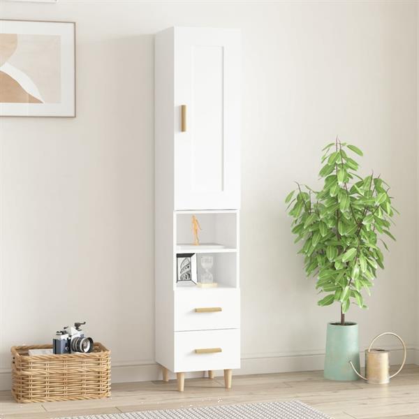 Grote foto vidaxl buffet haut blanc 35x34x180 cm bois d ing nierie huis en inrichting overige