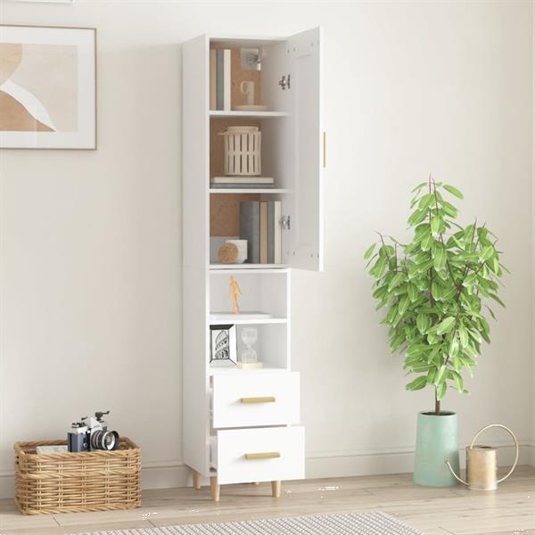 Grote foto vidaxl buffet haut blanc 35x34x180 cm bois d ing nierie huis en inrichting overige