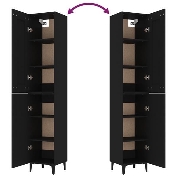 Grote foto vidaxl buffet haut noir 35x34x180 cm bois d ing nierie huis en inrichting overige
