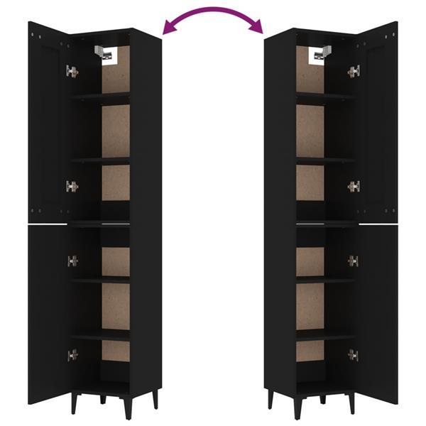 Grote foto vidaxl buffet haut noir 35x34x180 cm bois d ing nierie huis en inrichting overige