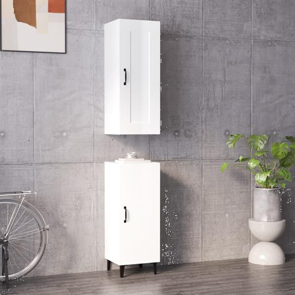 Grote foto vidaxl buffet haut blanc brillant 35x34x180 cm bois d ing ni huis en inrichting overige