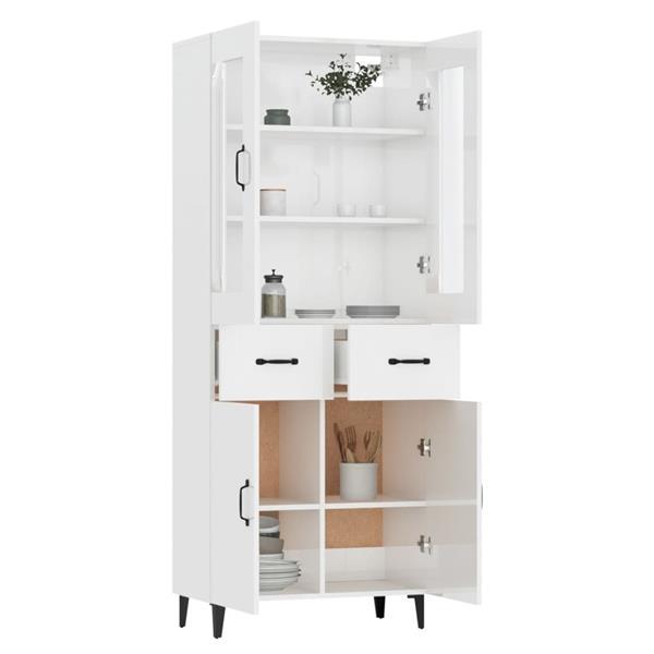 Grote foto vidaxl buffet haut blanc brillant 69 5x34x180 cm bois d ing huis en inrichting overige