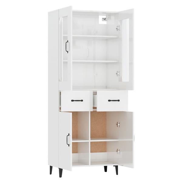 Grote foto vidaxl buffet haut blanc brillant 69 5x34x180 cm bois d ing huis en inrichting overige