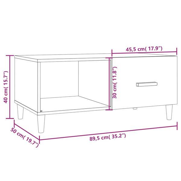 Grote foto vidaxl table basse ch ne sonoma 89 5x50x40 cm bois d ing nie huis en inrichting eettafels