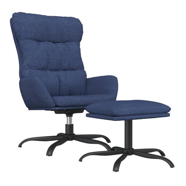 Grote foto vidaxl chaise de relaxation avec tabouret bleu tissu huis en inrichting stoelen