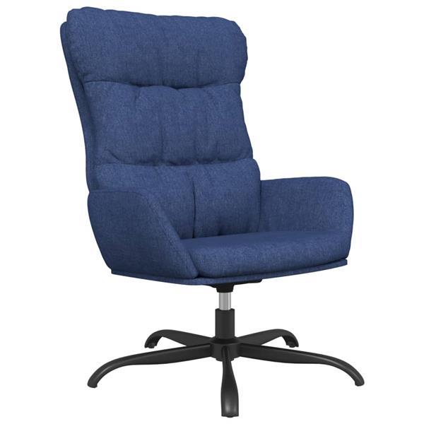 Grote foto vidaxl chaise de relaxation avec tabouret bleu tissu huis en inrichting stoelen