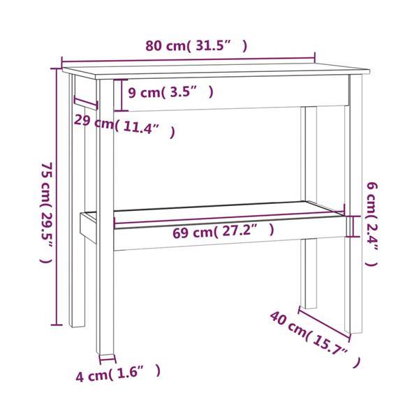 Grote foto vidaxl table console gris 80x40x75 cm bois de pin solide huis en inrichting eettafels