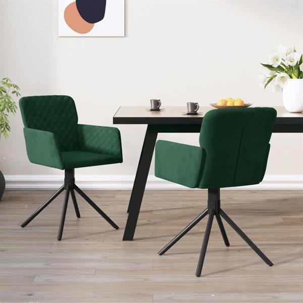 Grote foto vidaxl chaises pivotantes de salle manger 2 pcs vert fonc huis en inrichting stoelen