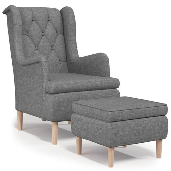 Grote foto vidaxl fauteuil avec tabouret gris clair tissu huis en inrichting stoelen
