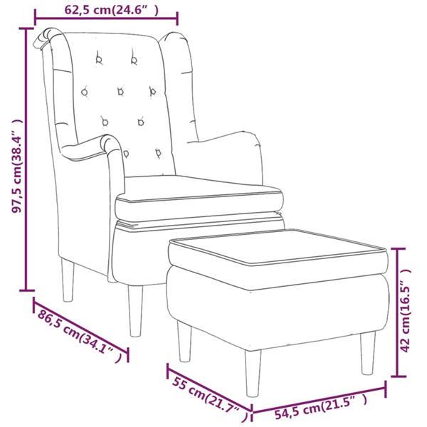 Grote foto vidaxl fauteuil avec tabouret gris clair tissu huis en inrichting stoelen