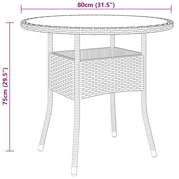 Grote foto vidaxl table de jardin 80x75 cm verre tremp r sine tress e tuin en terras tuinmeubelen