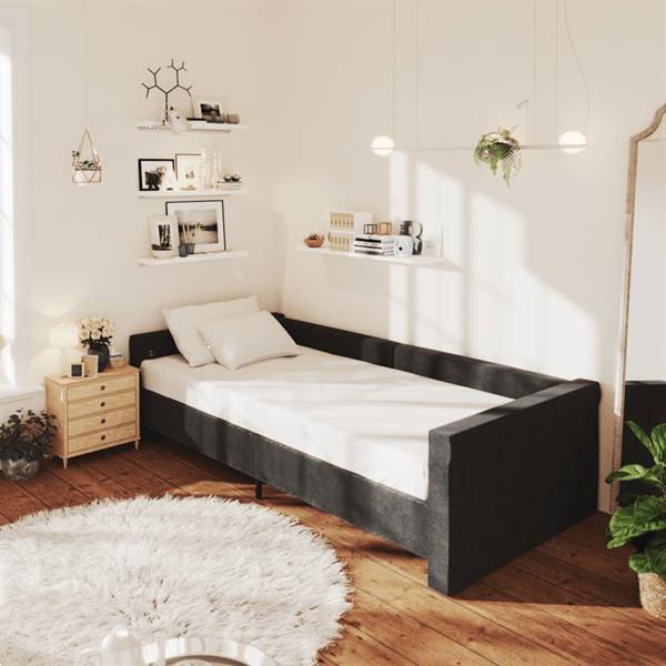 Grote foto vidaxl lit avec matelas et clairage usb noir tissu 90x200 c huis en inrichting bedden