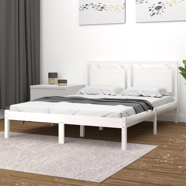 Grote foto vidaxl cadre de lit blanc bois massif 180x200 cm super king huis en inrichting bedden