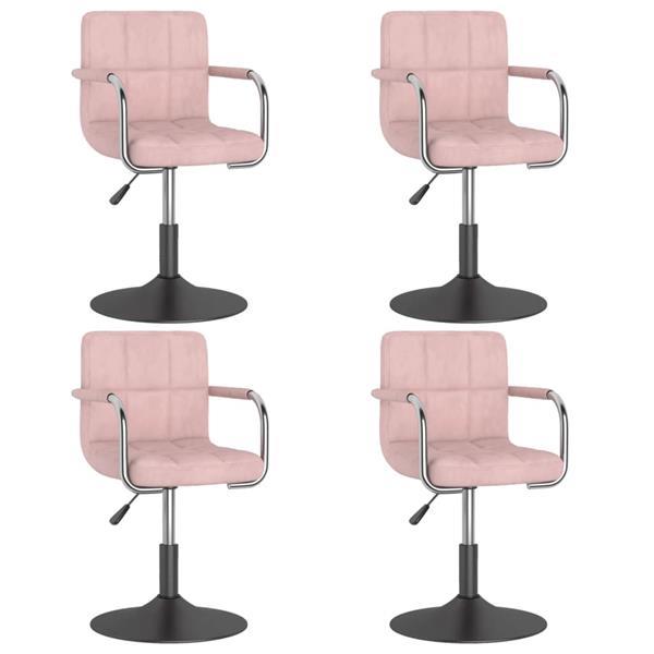 Grote foto vidaxl chaises pivotantes de salle manger 4 pcs rose velou huis en inrichting stoelen