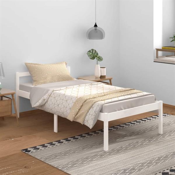 Grote foto vidaxl cadre de lit blanc bois de pin massif 100x200 cm huis en inrichting bedden