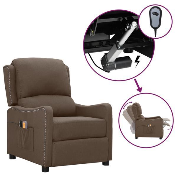 Grote foto vidaxl fauteuil de massage inclinable lectrique taupe tissu huis en inrichting stoelen