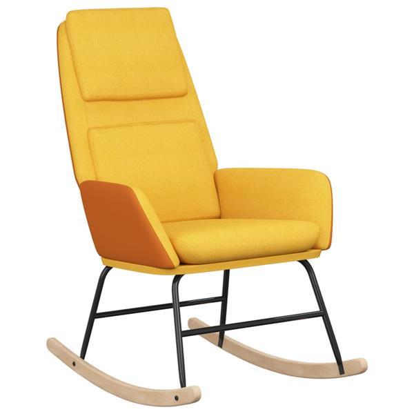 Grote foto vidaxl chaise bascule jaune moutarde tissu huis en inrichting stoelen