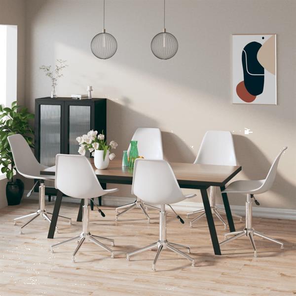 Grote foto vidaxl chaises pivotantes de salle manger 6 pcs blanc pp huis en inrichting stoelen