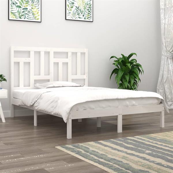 Grote foto vidaxl cadre de lit blanc bois de pin massif 135x190 cm doub huis en inrichting bedden