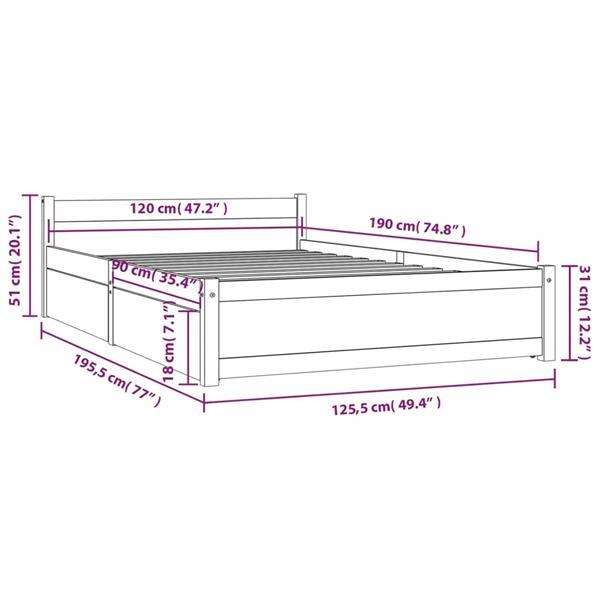 Grote foto vidaxl cadre de lit avec tiroirs blanc 120x190 cm petit doub huis en inrichting bedden
