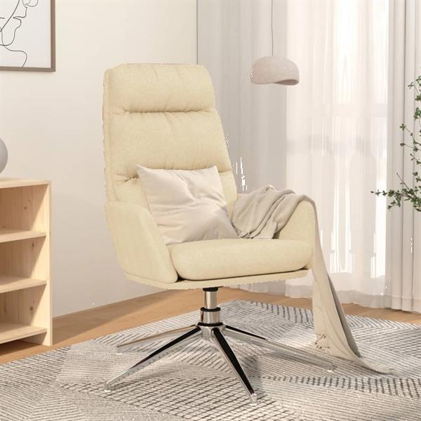 Grote foto vidaxl chaise de relaxation cr me tissu huis en inrichting stoelen