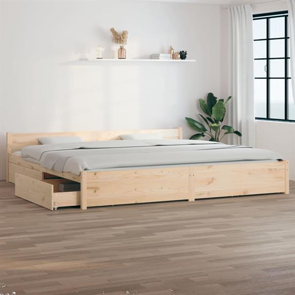 Grote foto vidaxl cadre de lit avec tiroirs 200x200 cm huis en inrichting bedden